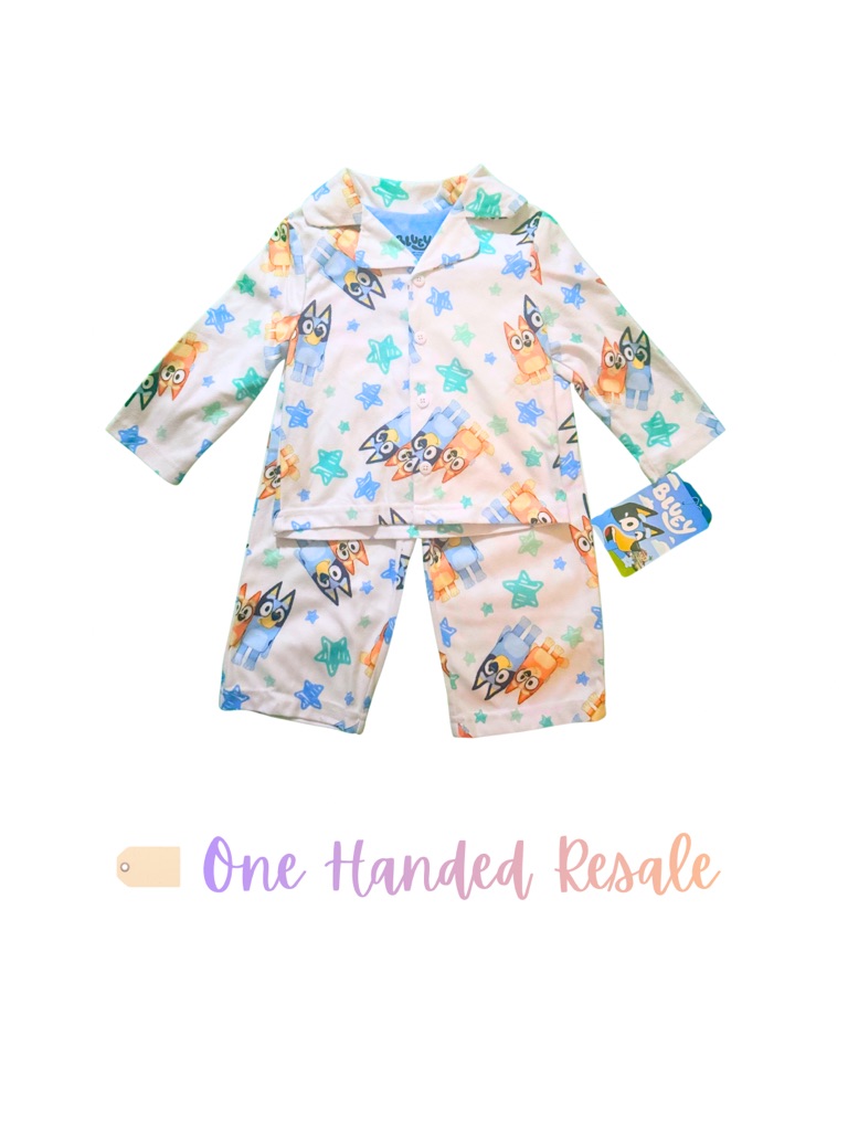 Bluey Bright White Pajama 2 Piece Set Star Print Pattern Unisex Boys Girls 2t